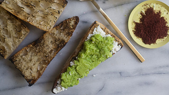Fava Bean Mash Ricotto Toast recipe