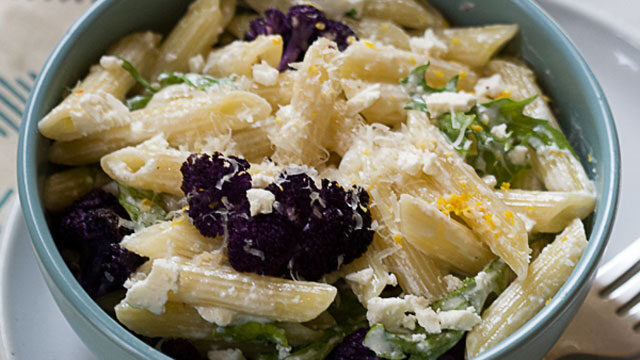 Roasted Cauliflower Lemon Feta Pasta recipe