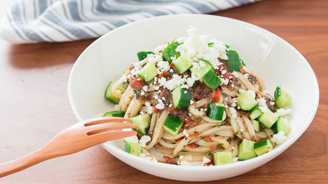 Mediterranean Udon Salad recipe