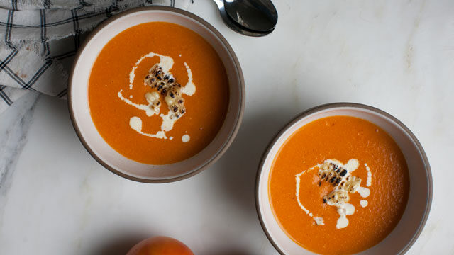Spicy Roasted Tomato and Corn Soup recipe