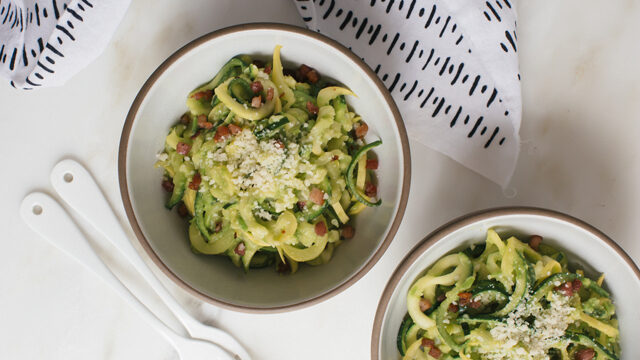 Zucchini Noodles with Pea Pesto