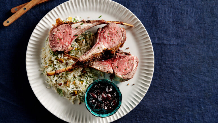 Baharat-Spiced Rack of Lamb with Cherry-Tamarind Sauce